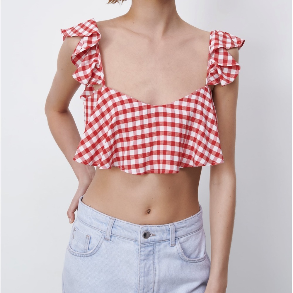 Zara cropped gingham top